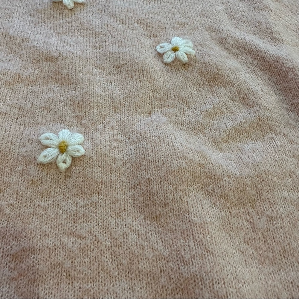 Lush Pink Daisy Embroidered Crewneck Sweater - Picture 7 of 10